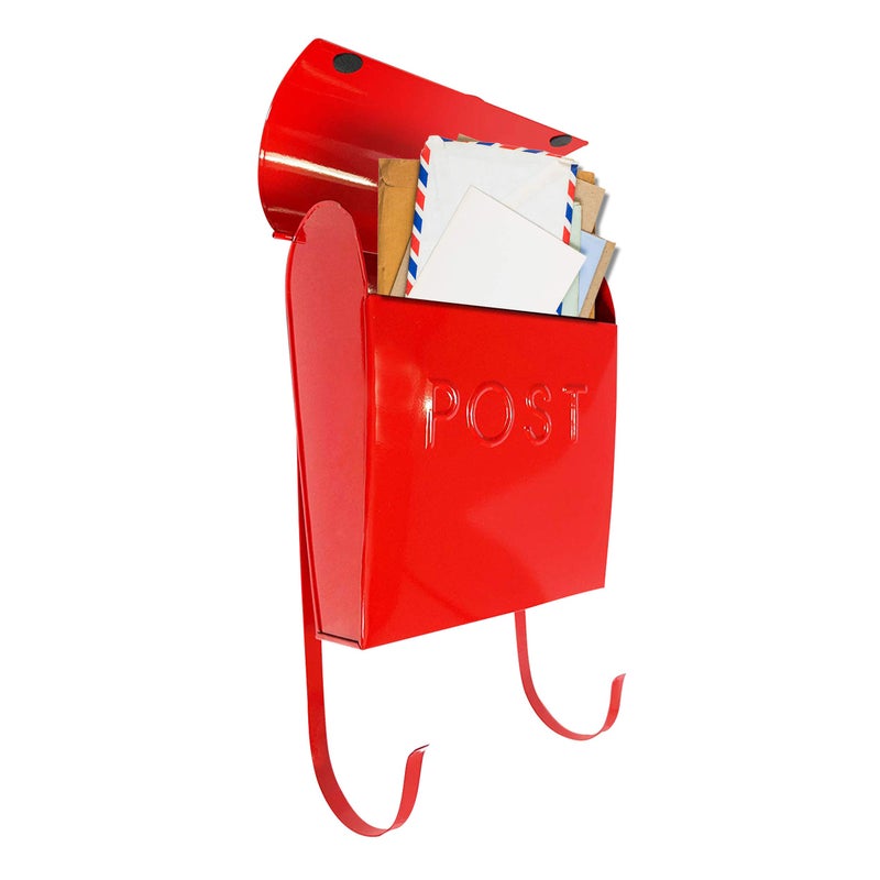 NACH Mailboxes for Outside Wall Mount, 12 x 11.2 x 4.5 inch, Red Wall Mounted Mailbox, Waterproof Mailbox with Outdoor Newspaper Holder - The Euro Mailbox - Image 5